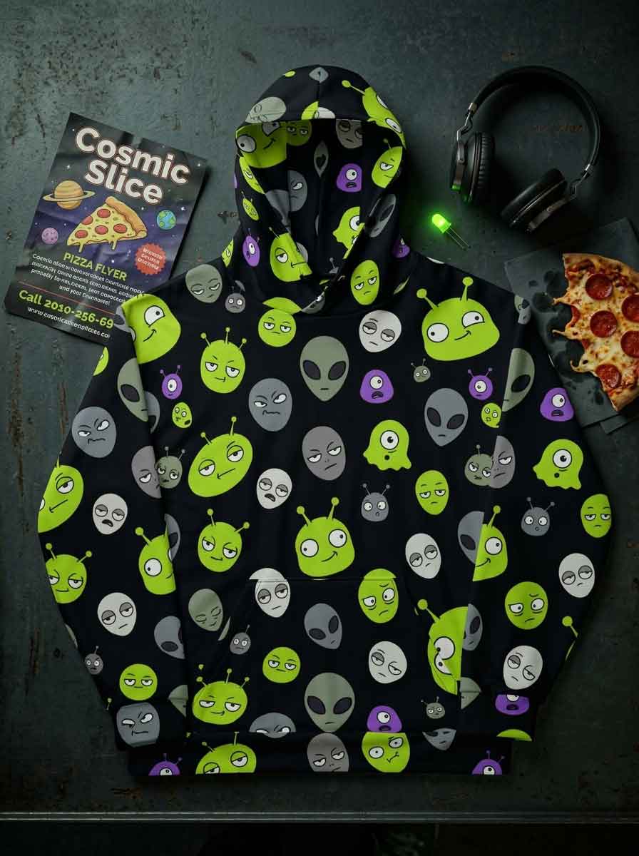 Alien Faces All-Over Hoodie