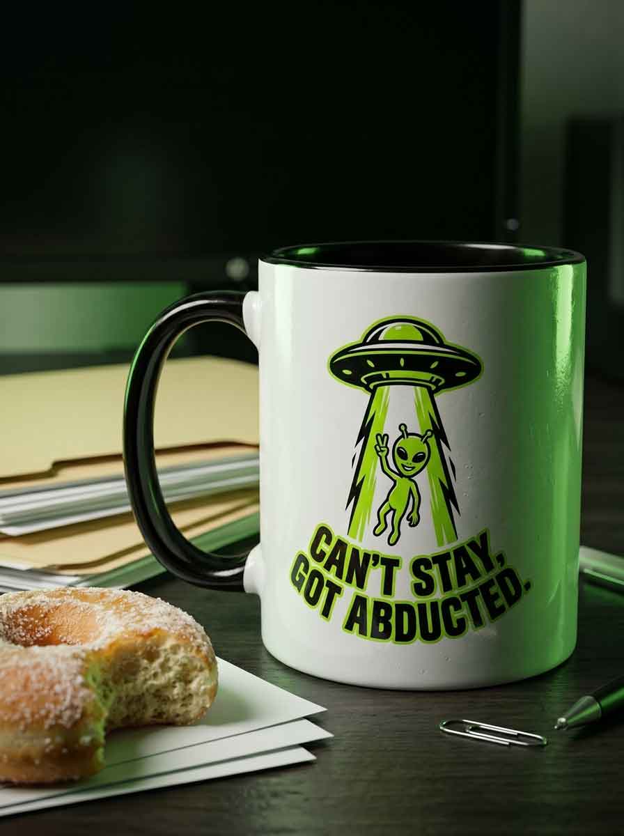 Can't Stay, Got Abducted Alien Mug