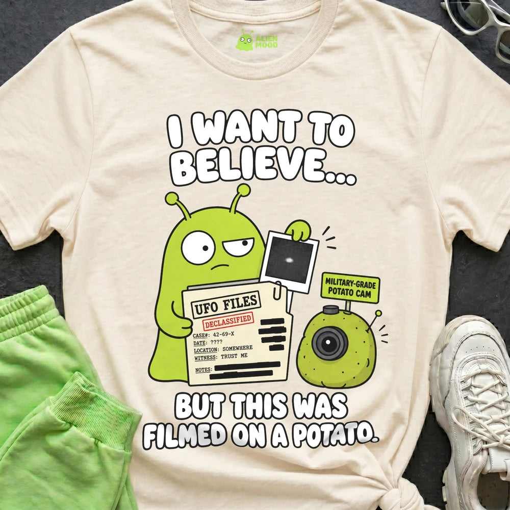Filmed on a Potato Alien T-shirt