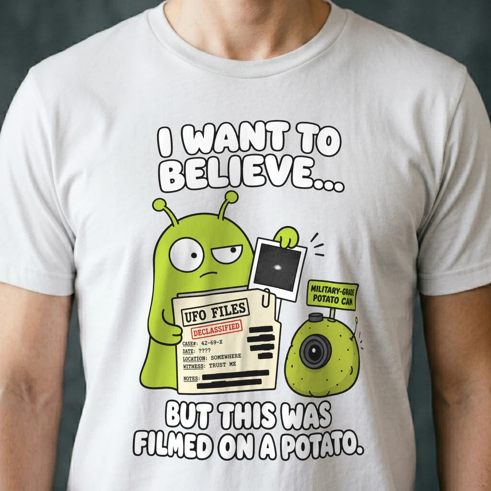 Filmed on a Potato Alien T-shirt