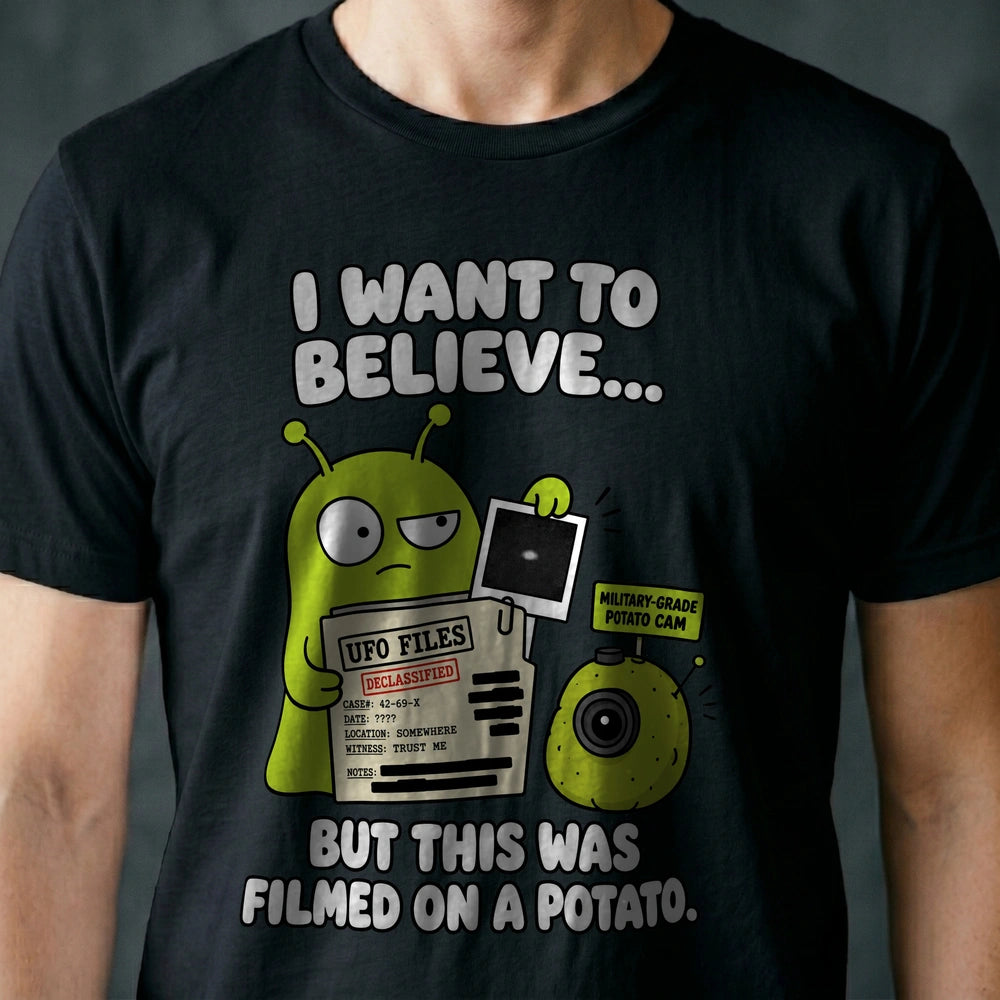 Filmed on a Potato Alien T-shirt