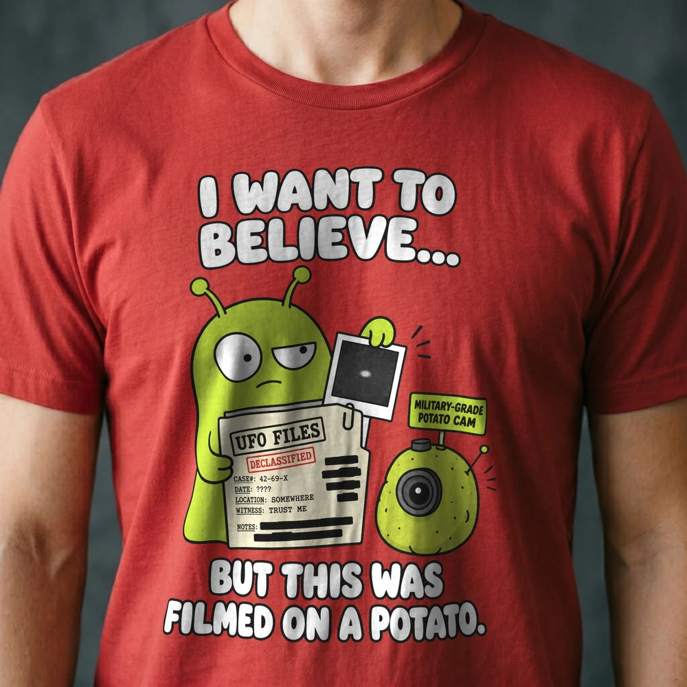 Filmed on a Potato Alien T-shirt