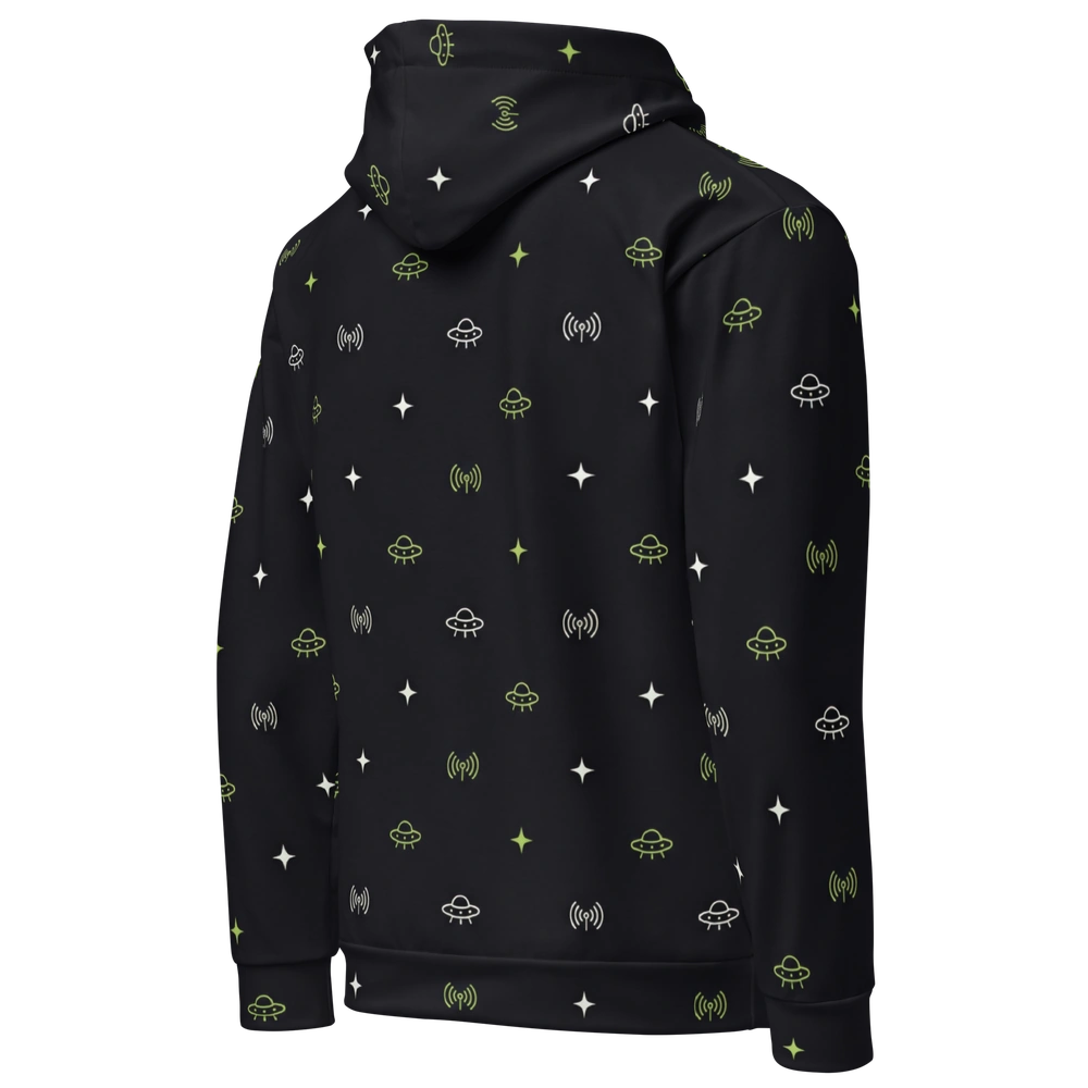 Signal Pattern All-Over Alien Hoodie