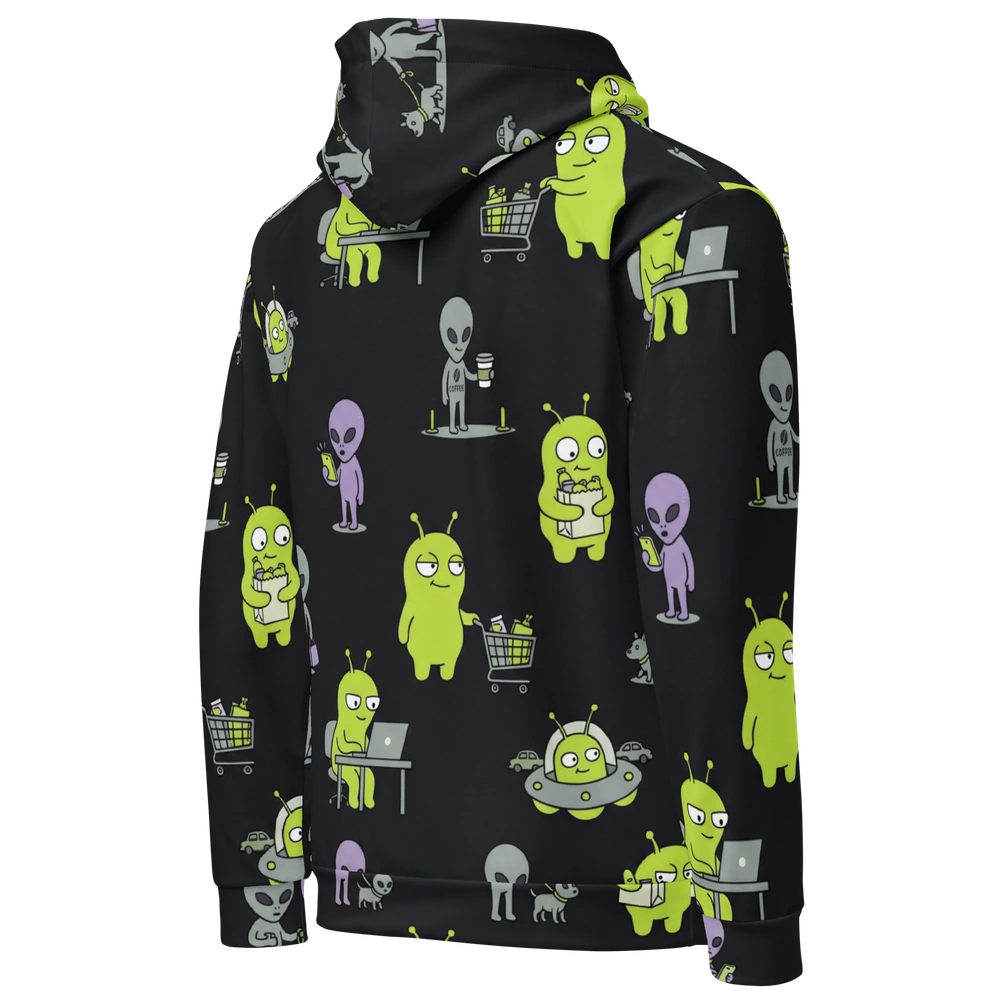 Everyday Abductions All-Over Alien Hoodie
