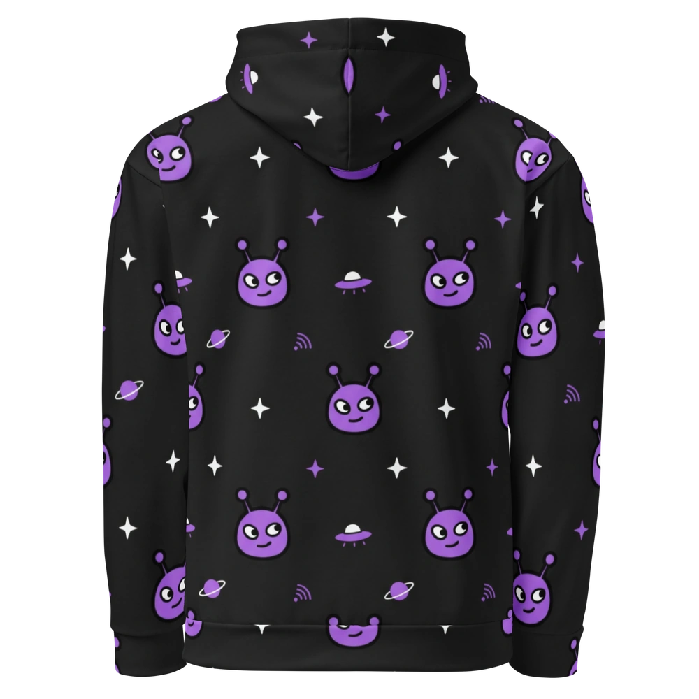 Cosmic Purple All-Over Alien Hoodie