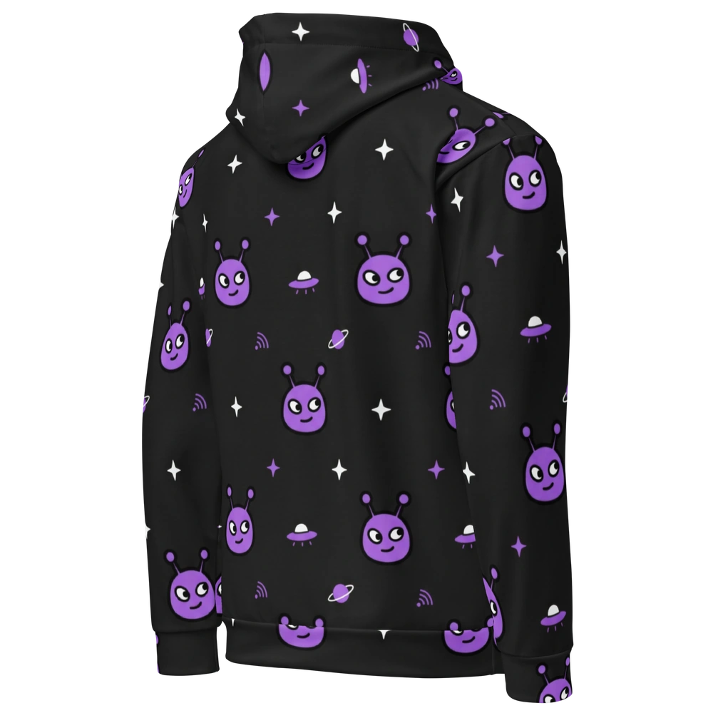 Cosmic Purple All-Over Alien Hoodie