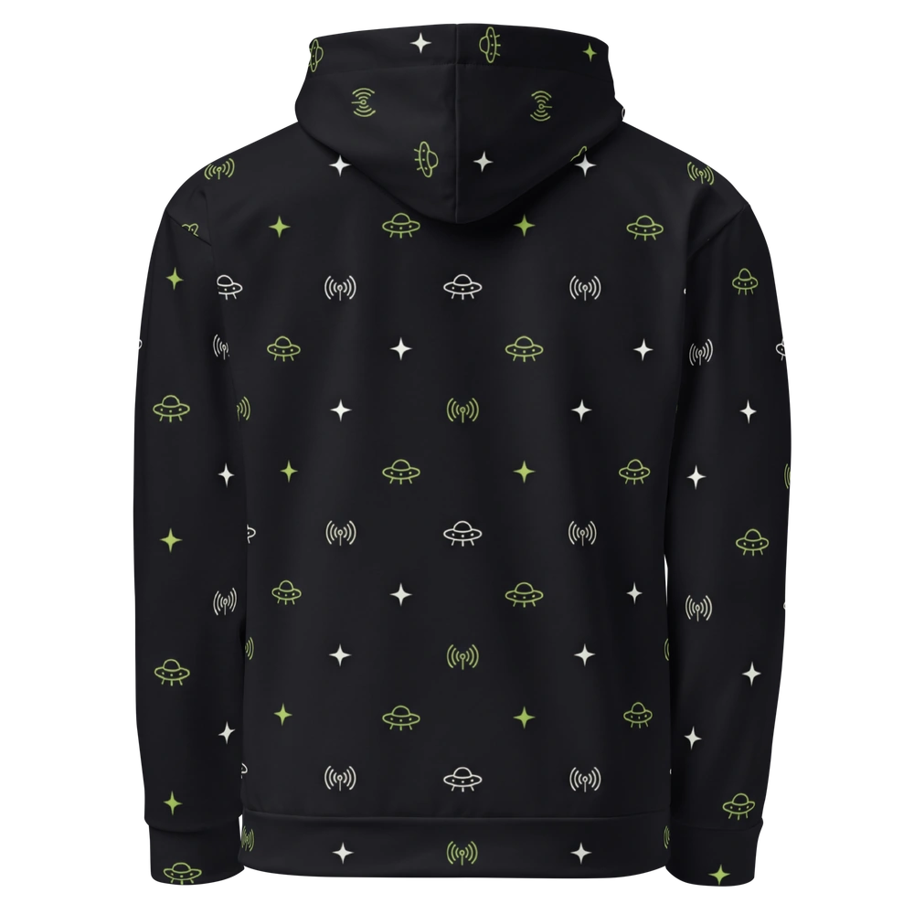 Signal Pattern All-Over Alien Hoodie