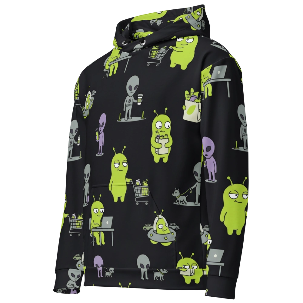 Everyday Abductions All-Over Alien Hoodie