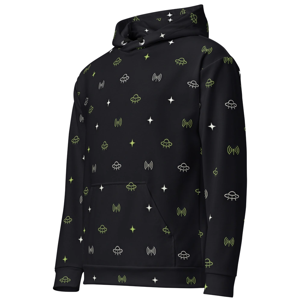 Signal Pattern All-Over Alien Hoodie