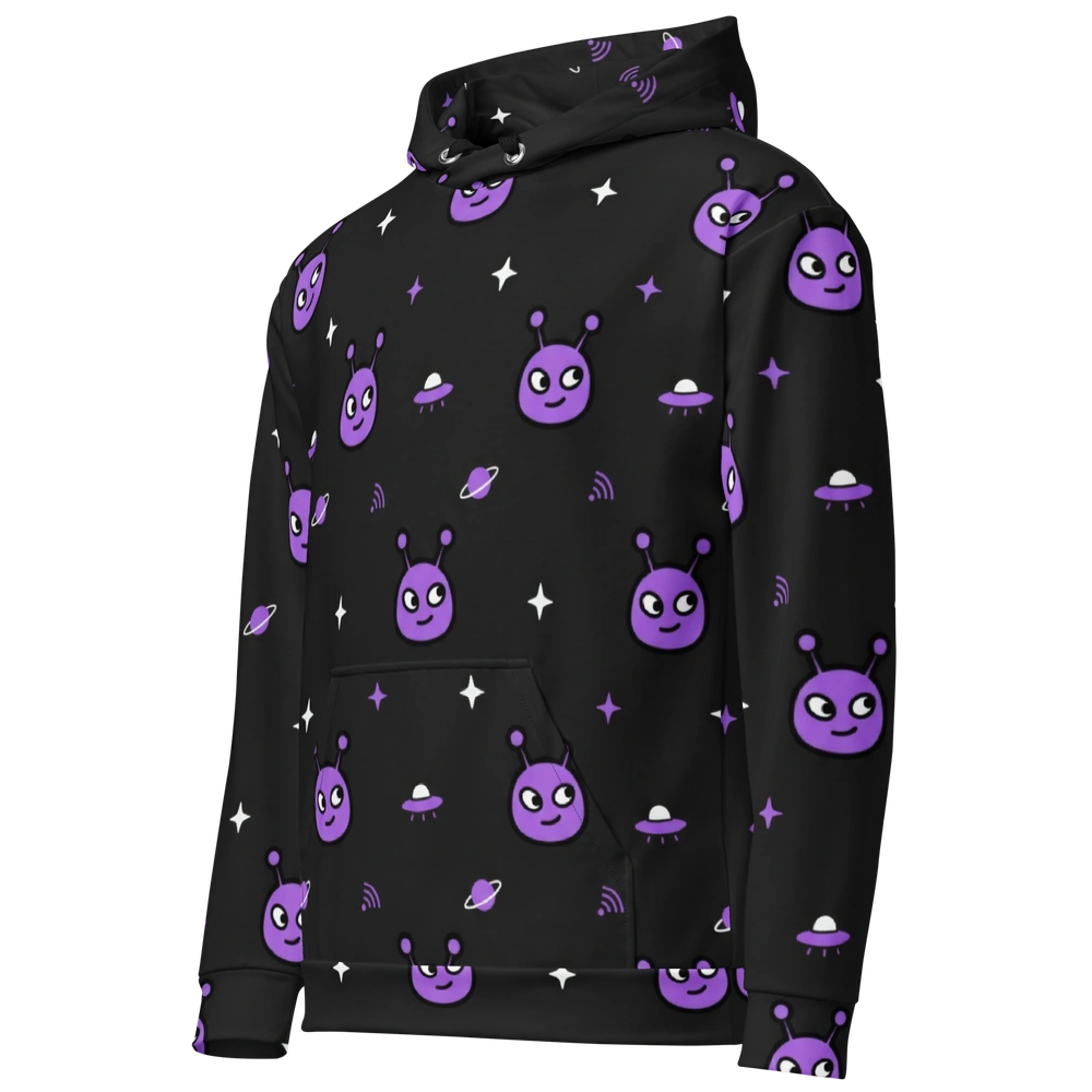 Cosmic Purple All-Over Alien Hoodie