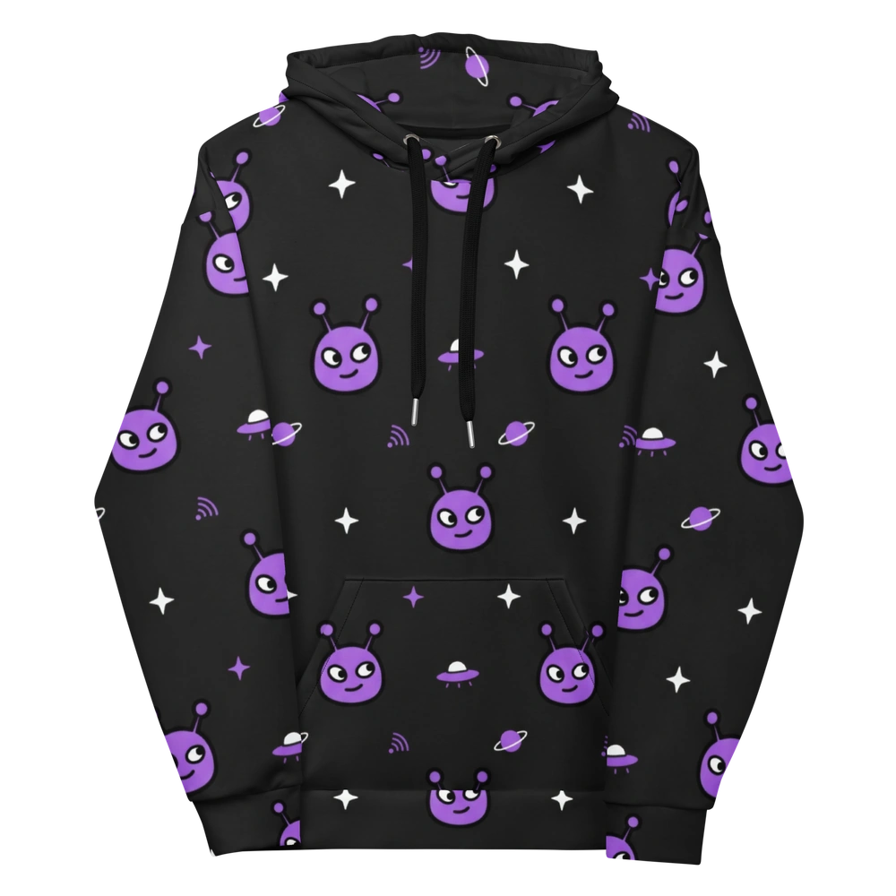 Cosmic Purple All-Over Alien Hoodie