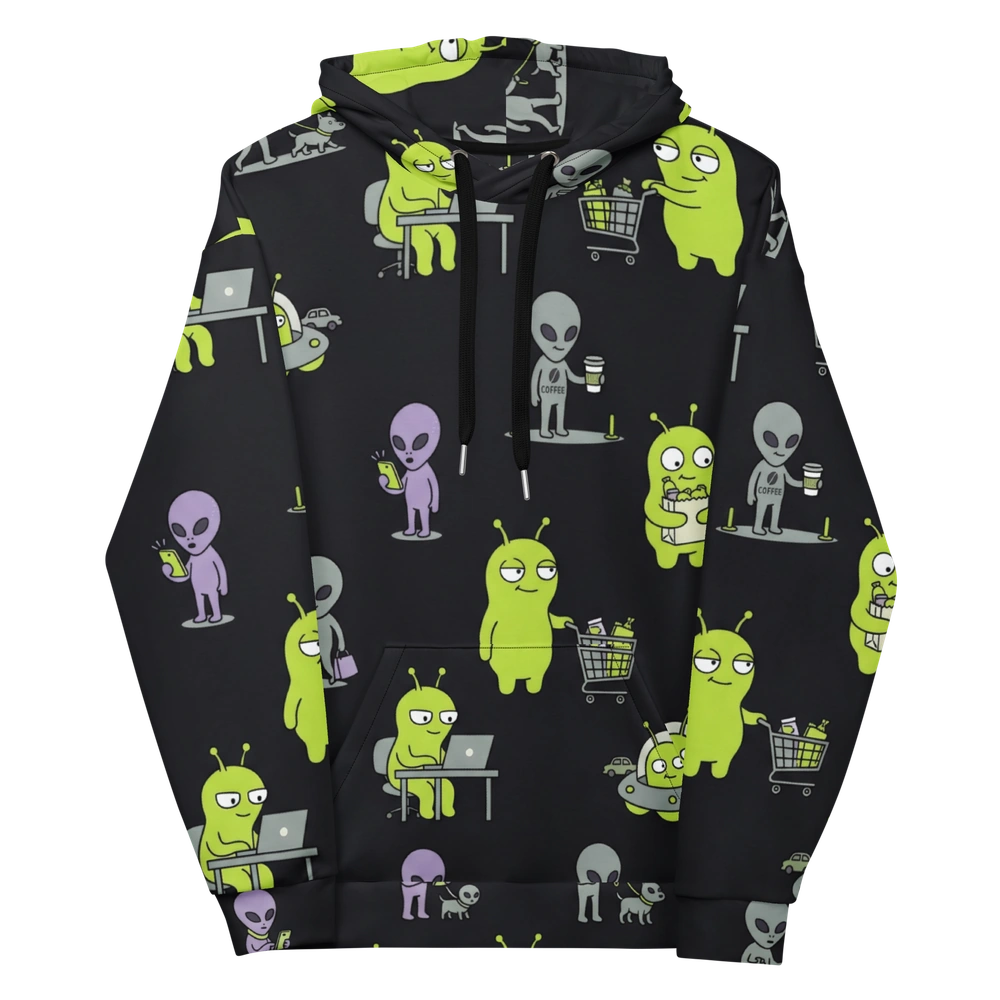 Everyday Abductions All-Over Alien Hoodie