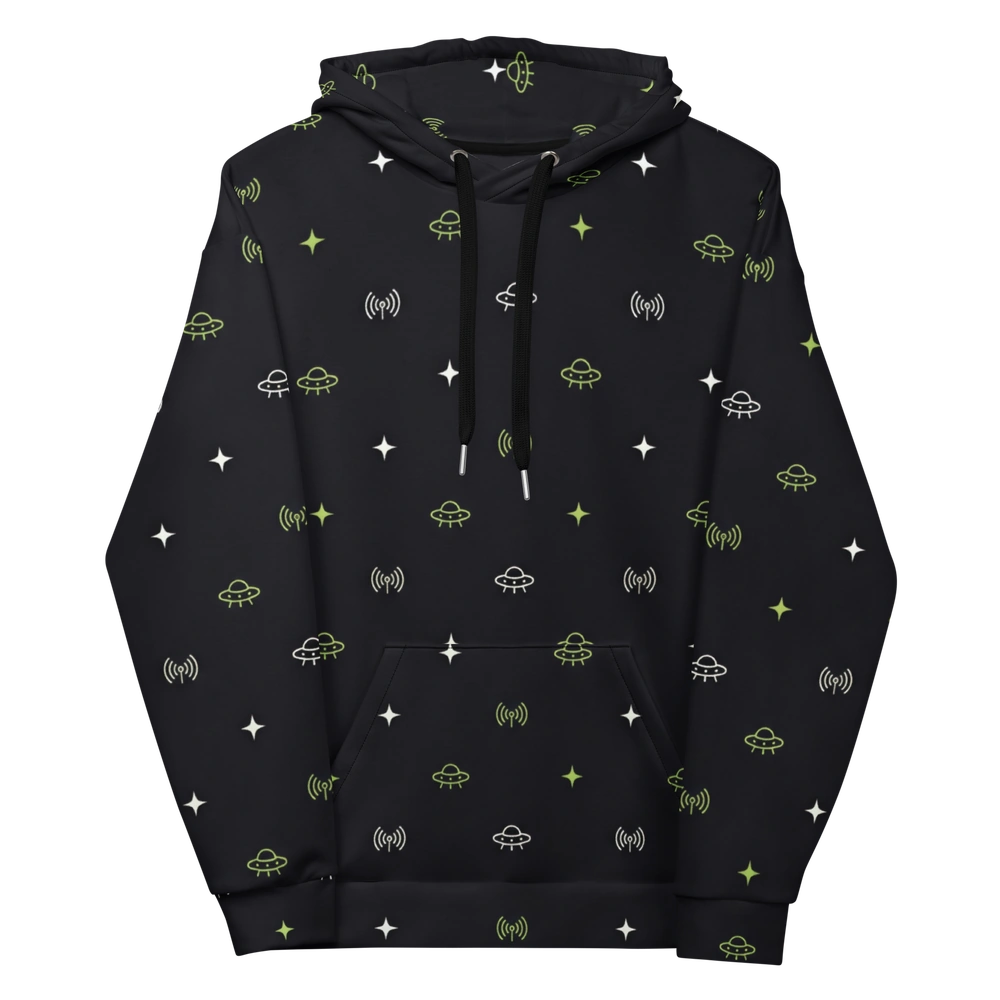 Signal Pattern All-Over Alien Hoodie
