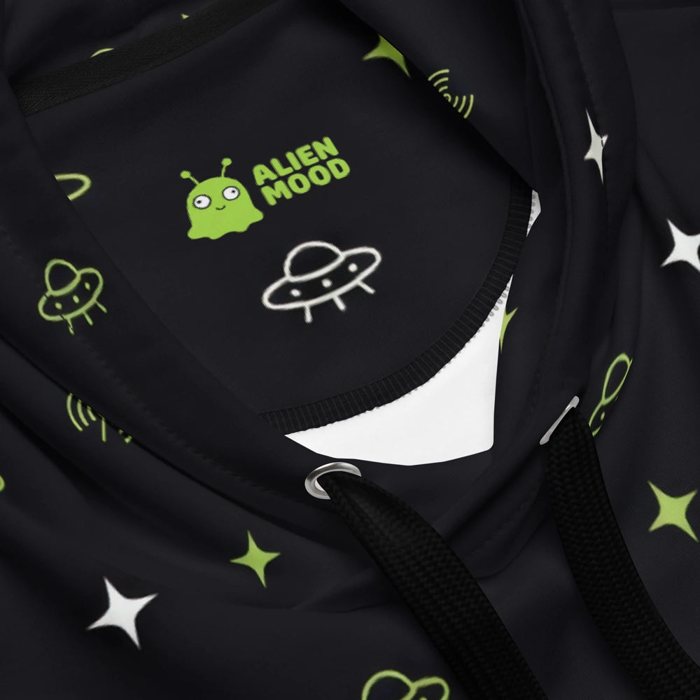 Signal Pattern All-Over Alien Hoodie