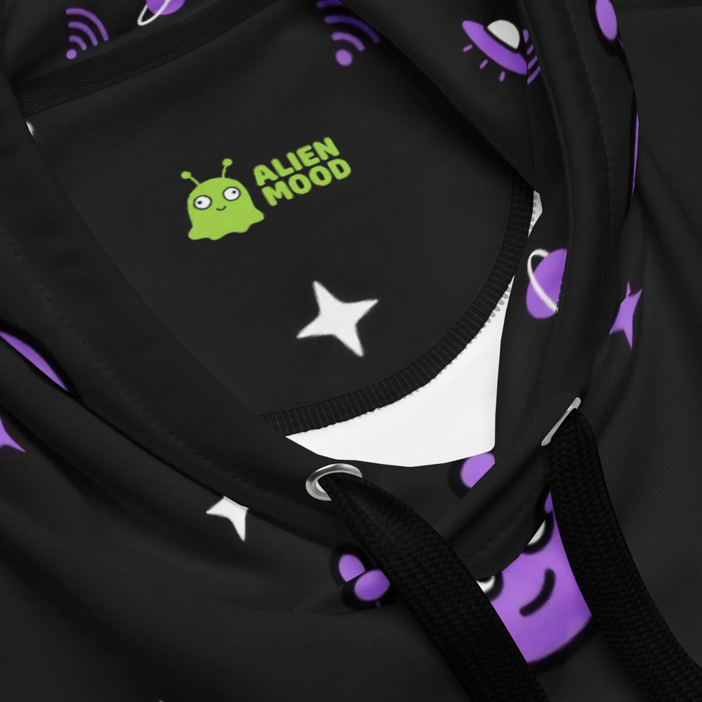 Cosmic Purple All-Over Alien Hoodie