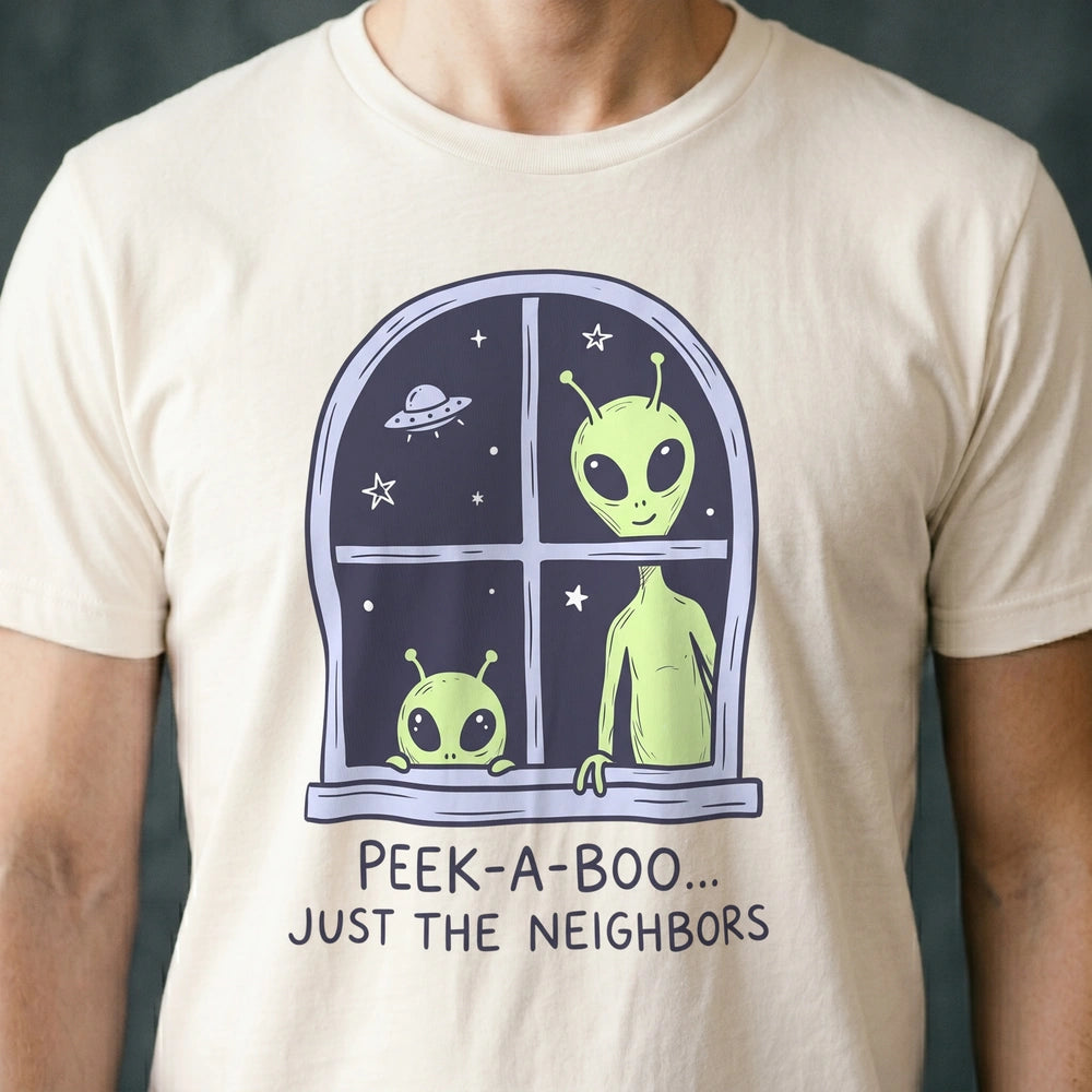Peek-a-Boo Neighbors Alien T-shirt