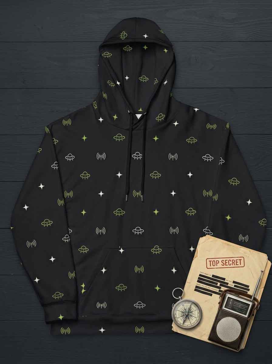 Signal Pattern All-Over Alien Hoodie