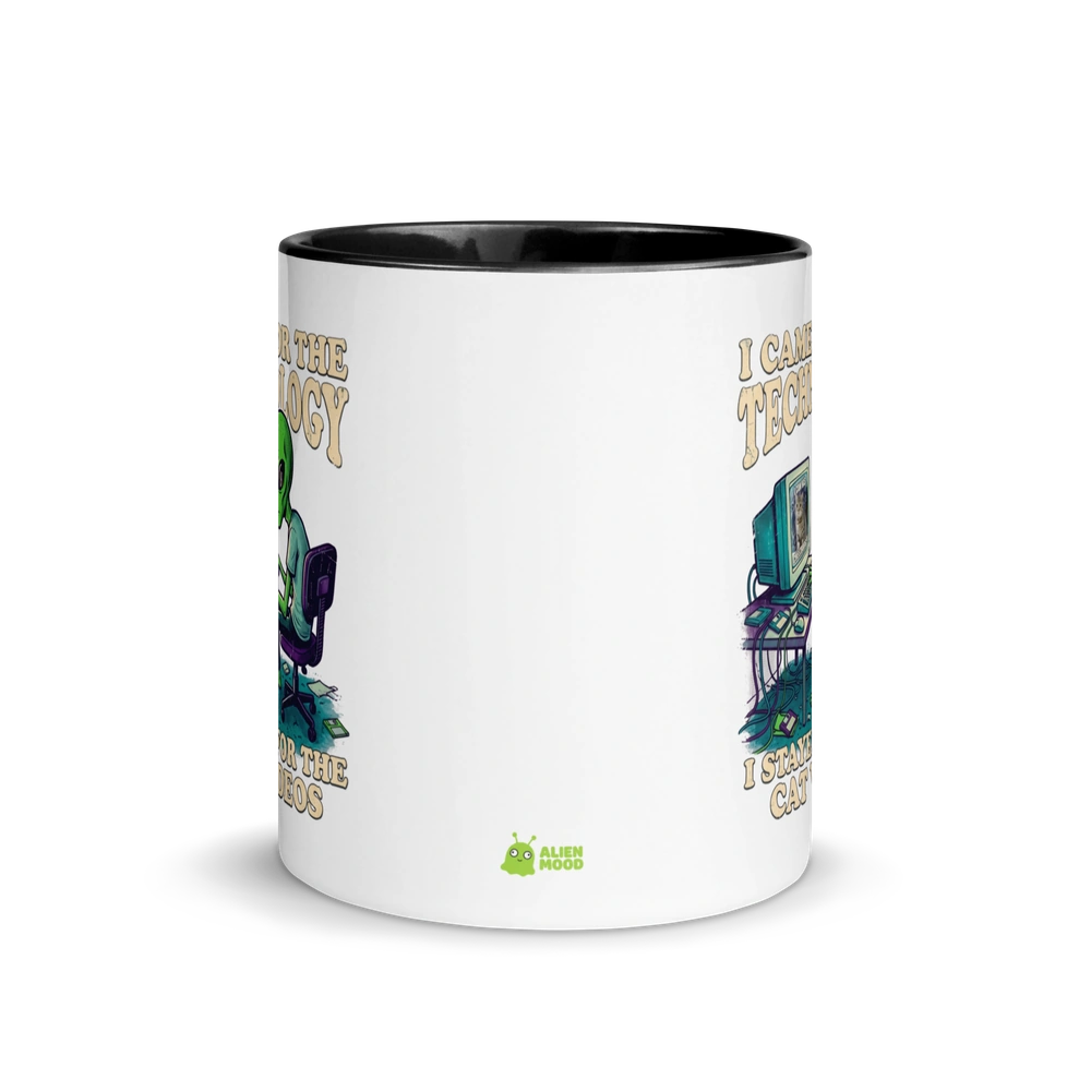 I Stayed for the Cat Videos Alien Mug